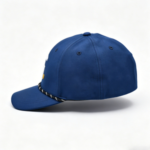 [Your Brand] Unisex <b>Navy</b> Blue 6-Panel Baseball Cap G Embroidery with Rope Trim Curved Back Casual Daily Wear <b>Hat</b> - Product Image 2