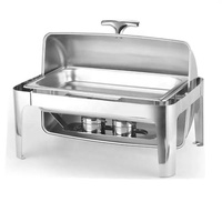Chauffe-Plats Professionnel de Luxe pour Restaurants et Hôtels, en Acier Inoxydable, avec Couvercle Rabattable, Chauffe-Plats Électrique Commercial à Combustible, Ensemble de Maintien au Chaud pour Buffets
