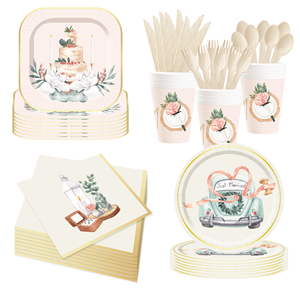 Juego de Vajilla DAMAI para Fiestas de Boda, Incluye Platos, Vasos y Servilletas de Papel para Decoración de Mesas de Boda - Product Image 5