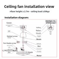 Ventilateur de plafond industriel 56 pouces 100W, à pales en fer, pour salon domestique, dortoir, ventilateur électrique suspendu puissant