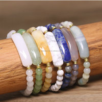 Bracelet délicat en pierres naturelles tressées avec perles, agate noire, améthyste, breloque rectangulaire, bijoux en cristal pour hommes et femmes, énergie de guérison