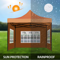 Carpa de Jardín Impermeable de Poliéster de Una Sola Capa con Estructura de PVC y Poste de Acero de 3x3m, Fácil de Montar, para Todas las Estaciones