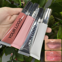 Huile à lèvres SPF 15 de haute qualité à la vitamine E, marque privée, hydratante, végane, légère, teinte à lèvres tendance avec applicateur massant rafraîchissant