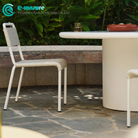 Meubles de salle à manger d'extérieur en aluminium, chaise de salle à manger en corde et table de salle à manger en fibre de verre pour jardin, terrasse, restaurant, directement de l'usine