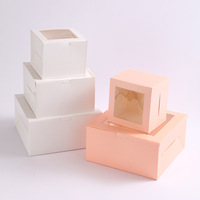 Cajas para Pasteles Blancas y Rosas al por Mayor con Ventana de 10*10*5 Pulgadas, Cajas de Embalaje para Pasteles, Herramientas para Empacar Pasteles para Fiestas, Bodas, Cumpleaños y Postres