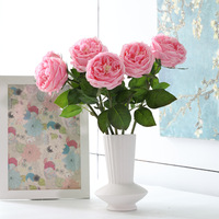 Rose artificielle de haute qualité, toucher réaliste, en soie et latex, blanche et rose, David Austin, pour la décoration de mariage et de fête