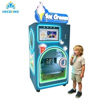 Distributeur automatique de crème glacée en libre-service, paiement par carte et espèces, machine à crème glacée molle commerciale, pour centre commercial, magasin, écran LCD
