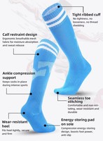 Chaussettes de compression pour le football/chaussettes de compression pour mollets - Spandex/Polyester, motif géométrique, respirantes, rembourrées, pour hommes et femmes, football professionnel