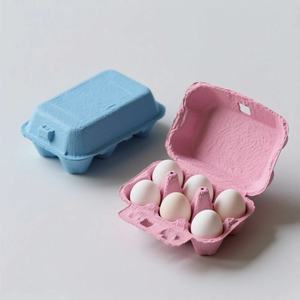 Hot Sale Paper <b>Pulp</b> Egg Carton Solid Color Egg Storage Box with 6/ 10 /12/ 15/ 30 Cells - Product Image 2