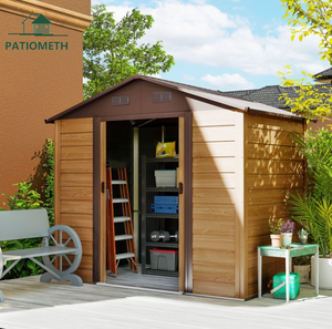 <span class=keywords><strong>Abri</strong></span> de jardin en métal imitation <span class=keywords><strong>bois</strong></span>, style naturel avec doubles portes coulissantes, MOQ personnalisable, <span class=keywords><strong>abri</strong></span> de rangement extérieur pour pelouse et jardin - Product Image 2