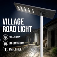 Lámpara Solar para Calle Todo en Uno de 500W, Panel de Silicio Monocristalino, Batería de 90AH, Cuatro LED de Cristal, Lente de PC, Fotocélula, Temporizador Manual, IP66