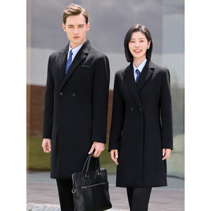 Unisex Wool Coat Mid Length Thickened Warm Solid Color Workwear - Product Image 2