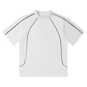 240g di cotone puro t-shirt da uomo a maniche corte stile americano colori a contrasto linea di tendenza nazionale High <span class=keywords><strong>Street</strong></span> Top - Product Image 4