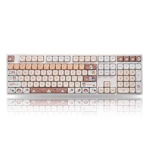 คีย์บอร์ดกลไกแบบสามโหมด YG108 หลายประเภท คีย์แคปการ์ตูน MOG/Mao คีย์บอร์ด RGB ปรับแต่งได้ สำหรับสาวๆ ใช้ในออฟฟิศ - Product Image 6