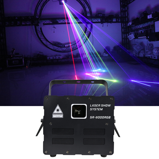 Stage Lighting Equipment 8w Laser Light Full Color RGB Lazer Projector DMX512 Control Dj Led Light for Disco Club