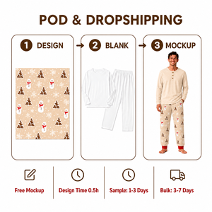 Custom <strong>Christmas</strong> Snowman Print Beige Henley Family Matching <strong>Pjs</strong> Set Elastic Waist 180g Polyester Sleepwear Men Women <strong>Kids</strong> - Product Image 4