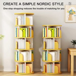 Bibliothèque moderne en bois blanc Meubles de bibliothèque <span class=keywords><strong>d</strong></span>'affichage <span class=keywords><strong>d</strong></span>'<span class=keywords><strong>angle</strong></span> récupérés rotatifs en bois MDF - Product Image 6
