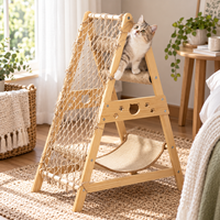 Arbre à chat en bois écologique XZ avec griffoir, filet d'escalade, nid, hamac et lit pour chats - Grande taille pour jouer et dormir
