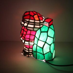 LongHuiJing Tiffany Style Christmas Stained Glass Bobble Head Santa <b>Lighted</b> Table Lamp - Product Image 2
