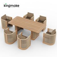 Maßgefertigte Outdoor-Essmöbel Wetterfester Gartentisch und -stuhl Teak-Gartenstuhl mit Wasserdichtem Kissen