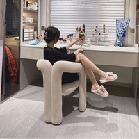 Chaise de maquillage en métal, style crème, design moderne, inspirée de l'Europe du Nord, pour chambre à coucher, maison, luxe léger, avec dossier, pour coiffeuse, modèle tendance