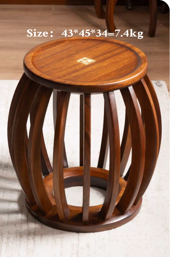 Taburete de tambor de cobre de madera maciza * 1