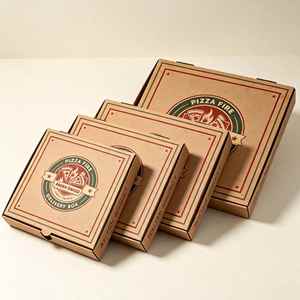 Cajas de Pizza Corrugadas Kraft con Logotipo Personalizado, Cajas de Papel Desechables para Llevar en Varios Tamaños para Empaque de Alimentos de Pizzería al por Mayor - Product Image 1