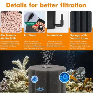 Filter akuarium, penyaring spons Bio untuk akuarium air tawar dan air asin (untuk akuarium 20-110 galon)