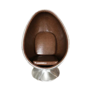 <span class=keywords><strong>Fauteuil</strong></span> œuf en <span class=keywords><strong>cuir</strong></span> véritable <span class=keywords><strong>marron</strong></span>, design moderne et créatif, mobilier durable pour salon, chambre et bureau à domicile - Product Image 3