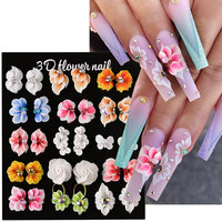 30pcs/bag Kawaii Bunga Akrilik 3D Buatan Tangan untuk Seni Kuku, Rhinestone Resin 3D Custom, Hiasan Seni Kuku Bentuk Bunga