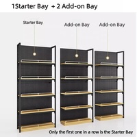 Étagère de supermarché pliable robuste en bois et métal, présentoir de magasin de proximité à panneau perforé, présentoir de vente au détail