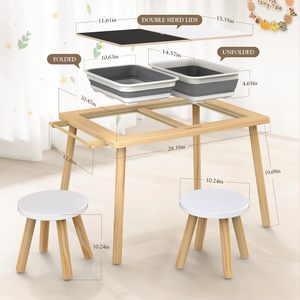 Asweets bảng cảm giác cho trẻ mới biết đi, bàn trong nhà với thùng lưu trữ, trẻ em chơi bàn hoạt động cho bé trai bé gái quà tặng, 2 Thùng màu trắng - Product Image 3