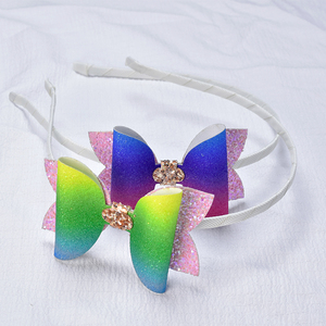 ใหม่ล่าสุดประดับเลื่อมหนังสำหรับเด็กโบว์คู่เครื่องประดับผมสไตล์หวานสำหรับฤดูร้อนของขวัญที่คาดผม - Product Image 4