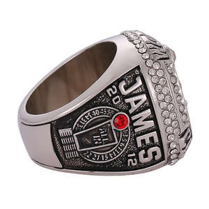 Anillo de Hombre Vintage Cuadrado Grueso de Esmalte con Incrustaciones de Zirconia en Aleación de Plata, Tema Deportivo <span class=keywords><strong>LeBron</strong></span> <span class=keywords><strong>James</strong></span> Miami Heat 2012 - Product Image 3