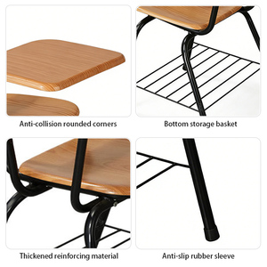College Wooden Classroom Furniture Foldable <strong>Study</strong> Table with Chairs Set Ergonomic Work Student Chair with Writing <strong>Pad</strong> for Kids - Product Image 3