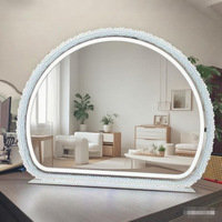 Miroir de coiffeuse LED en forme de champignon, à intensité variable, avec acrylique et verre, à fixation murale pour chambre et salle de bain