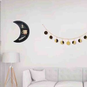 Rak Bulan Kayu Dekorasi Rumah Terpasang Di Dinding Kayu Rak Penyimpanan Minyak Esensial Mengambang - Product Image 6