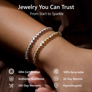 Bracelet tennis en moissanite taille ronde pour femme, bijoux de mariage empilables, couleur D, VVS1, imitation diamant, bracelet en or 14 carats - Product Image 2