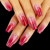 Uñas Postizas 3D de Lujo en Color Rojo Cereza, 30 Piezas, Acabado Brillante, Fáciles de Aplicar, para Tiendas de Belleza