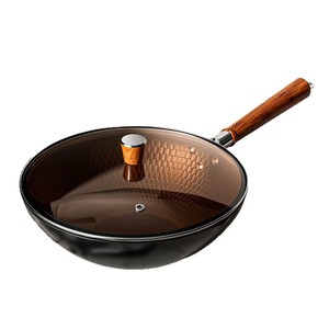 Zhentai Non-Stick Iron Wok 32Cm Uncoated For Induction And Gas Stoves With Wooden Handle - Product Image 1