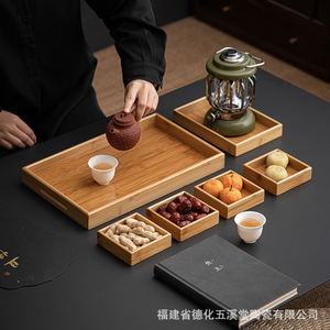 Bamboo Compartment <b>Tray</b> 8-11 Sections Rectangle Multifunction <b>Storage</b> <b>Trays</b> for Snacks Desserts Fruit Tea Serving - Product Image 3