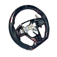 Volant sport en cuir véritable avec fibre de carbone forgée rouge, vente directe d'usine, adapté à la Honda Civic 10e génération 2016-2021