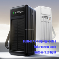 Batterie Externe Solaire 50000mAh 40000mAh 30000mAh avec 4 Câbles Intégrés, Lampe de Camping, Cordon, Chargeur Portable, Batterie Externe Multi-Ports
