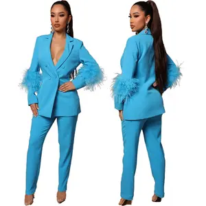 Royal Blue Women's Suit Two Piece Slim Jacket Business Party Formal Suit  Custom 