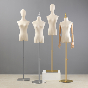 Maniquí de Mujer para Exhibición de Ropa en Tiendas, Maniquí Femenino de Medio Cuerpo en Lino Blanco para Prendas de Vestir - Product Image 4