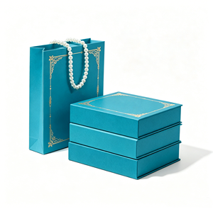 Boîtes à colliers en papier rigide magnétique de qualité supérieure, surface crème mate, doublure en flanelle, pour emballage haut de gamme de boutiques. - Product Image 2