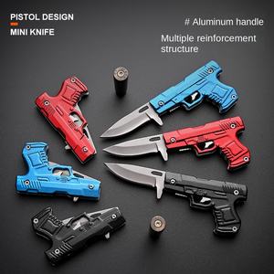 मिनी पोर्टेबल स्टेनलेस स्टील बंदूक के आकार के फिक्स्ड ब्लेड चाकू बाहर तह चाकू डिय ओम विकल्प बॉक्स को अनपैकिंग एक्सप्रेस बॉक्स को अनपैकिंग - Product Image 2