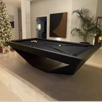 Moderner 2-in-1 Billard- & Tischtennistisch 8FT Massivholz-Schieferplatte Poolbillard mit Queue Familien-Spaßzentrum