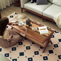Mesa de Centro Rectangular de Estilo Francés Moderno, Mueble de Madera Ecológico y Duradero para Sala de Estar, Mueble para el Hogar Sencillo y Elegante