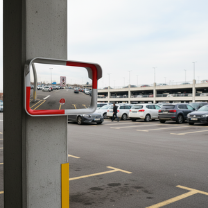 40x60cm White-Red Convex PMMA Outdoor Rectangular Safety <b>Mirror</b> with 15 KJ/m Impact Resistance for Parking Lots - Product Image 2